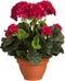 Mica Decorations Geranium Kunstplant in Bloempot Campana - H38 x Ø30 cm - Donkerroze