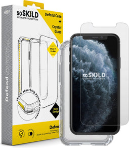 SoSkild iPhone 11 Pro Max Defend Heavy Impact Case Transparent and Tempered Glass Transparent