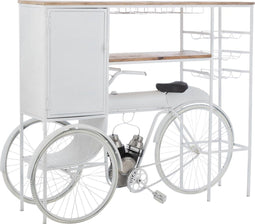 J-Line barkast Fiets - metaal - hout - wit/naturel