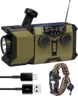 ODESSEY Noodradio Solar Opwindbaar - 2000 mAh Powerbank - Zaklamp - Draagbare Radio - Noodpakket