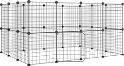 vidaXL - Huisdierenkooi - met - deur - 28 - panelen - 35x35 - cm - staal - zwart