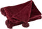 J-Line Plaid Pompom - fleece deken - polyester - bordeaux - 170 x 130 cm - woonaccessoires
