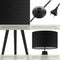 tectake® Vloerlamp Lunaris - Staande lamp 3-poot - 158 cm hoog - Linnenlook kap - Voetschakelaar - Zwart