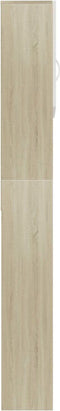 vidaXL - Wasmachinekast - 64x25,5x190 - cm - wit - en - eikenkleurig