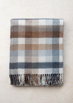 Kniedeken Geruit Beige - Gerecycled Wol - 72x190 - TBCo Scotland