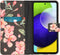 iMoshion Hoesje Geschikt voor Samsung Galaxy A53 Hoesje Met Pasjeshouder - iMoshion Design Softcase Bookcase - Zwart / Blossom Watercolor Black
