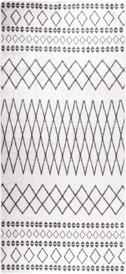 vidaXL - Vloerkleed - wasbaar - anti-slip - 80x300 - cm - zwart - en - wit