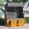 vidaXL - Strandstoel - met - luifel - poly - rattan - en - hout - zwart - en - antraciet