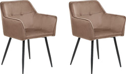 Set van 2 eetkamerstoelen JASMIN Fluweel Bruin