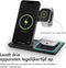 iMoshion 3 in 1 Draadloze Oplader - Opvouwbare Wireless Charger 15 W - Geschikt voor Smartphones en Earbuds met Draadloze Oplaadfunctie - Alleen geschikt voor Apple Watch - Zwart
