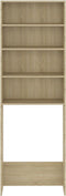 vidaXL - Wasmachinekast - 64x24x190 - cm - wit - en - sonoma - eikenkleurig