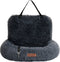 By Cee Cee Fluffy Autostoel Hond - Luxe Hondenmand Auto met Veiligheidsriempje - Donkergrijs - Maat M
