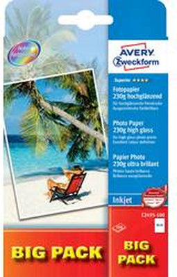 Avery-Zweckform Superior Photo Paper Inkjet C2495-100 Fotopapier 10 x 15 cm 230 g/m² 100 vellen Hoogglans