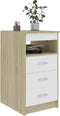 vidaXL - Ladekast - 40x50x76 - cm - bewerkt - hout - wit - en - sonoma - eikenkleurig