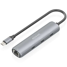 Aisens ASUC-4P041-GR - Hub USB - USB 3.2 RJ45 Ethernet 10/100/1000 Mbps - Grijs