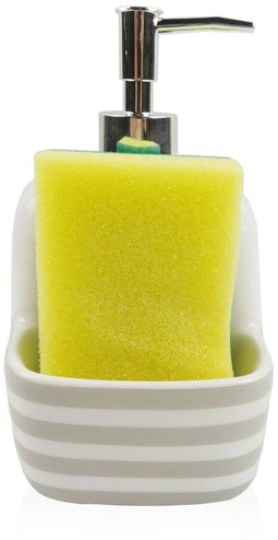 Zeepdispenser Versa Grijs Keramisch Strepen 9,4 x 17,8 x 10,5 cm