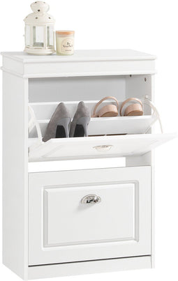 SoBuy FSR78-W - Schoenenkast met 2 Kleppen en 4 Planken - Wit 54x83x24 cm
