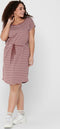 ONLY CARMAKOMA CARAPRIL SS KNEE DRESS - Jurk met aantrekkoord - Apple Butter met witte streep - Maat M-46/48