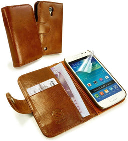 Tuff-Luv Samsung Galaxy S4 Mini - Wallet Case - Echt leer - Bruin