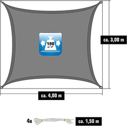UPF50+ Schaduwzeil - 3x4 m UV Luifel Polyester Rechthoek - Zonnezeil Waterafstotend Tuin Balkon
