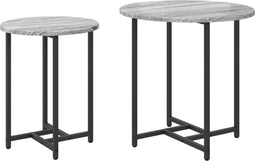 vidaXL - Bijzettafel - 2 - stuks - Grijs - Sonoma - Gelaagd - Hout - en - Metaal