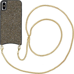 iMoshion Hoesje Geschikt voor iPhone Xs / X Hoesje Met Koord - iMoshion Sparkle Backcover met ketting - goud