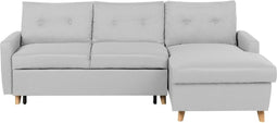 FLAKK - Hoekslaapbank - Grijs - Linkerzijde - 232 cm - Polyester