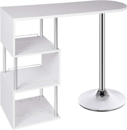 Woltu Bartafel - met flessenhouder en 3 planken - Wit - 113x40x105 cm