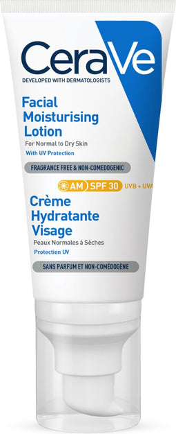 CeraVe Hydraterende Gezichtscrème SPF30 - voor Normale tot Droge Huid - met 3 Essentiële Ceramiden - 52ml