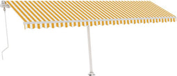 vidaXL - Luifel - automatisch - met - LED - en - windsensor - 600x300 - cm - geel - en - wit