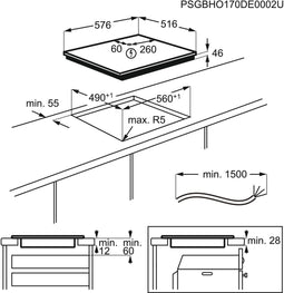 AEG IAE64411XB - Inductie kookplaat - Kooksensor Hob2Hood - Zwart