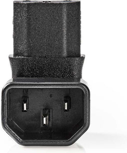 Nedis Verlengstekker - IEC-320-C13 - IEC-320-C14 - 90° Gehoekt - Vernikkeld - PVC - Zwart - Doos - 1 Stuks