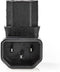 Nedis Verlengstekker - IEC-320-C13 - IEC-320-C14 - 90° Gehoekt - Vernikkeld - PVC - Zwart - Doos - 1 Stuks