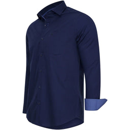 Cappuccino Italia - Heren Overhemd - Korte Mouwen Ronde Hals - Navy - Maat 3XL