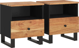 vidaXL - Nachtkastjes - 2 - st - massief - acaciahout - en - bewerkt - hout