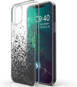 iMoshion Hoesje Geschikt voor iPhone 12 Pro / 12 Hoesje Siliconen - iMoshion Design hoesje - Zwart / Transparant / Splatter Black