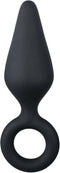 Zwarte buttplug met trekring - medium