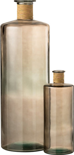 J-Line vaas Safari Breed - glas - lichtbruin - small - 75 cm hoog