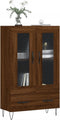vidaXL - Hoge - kast - 69,5x31x115 - cm - bewerkt - hout - bruin - eikenkleur