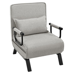 Woltu Slaapfauteuil - 3-in-1 - Verstelbare Rugleuning - Lichtgrijs - 65x78x75 cm