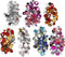 Strasstenen in display box, d: 6+7+9+10+11+12+14+16 mm, buitenmaat 16,4x9,2x1,5 cm, 300 stuks, blauw, zilver, roze