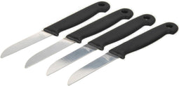 Excellent Houseware - keukenmesjes/aardappelschilmesjes - 4x stuks - kunststof - zwart