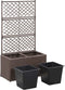 vidaXL - Latwerkplantenbak - verhoogd - met - potten - 83x30x130 - cm - rattan - bruin