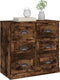 vidaXL - Dressoir - 70x35,5x67,5 - cm - bewerkt - hout - gerookt - eikenkleurig