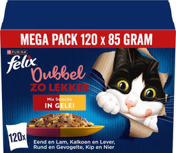 Felix Dubbel Zo Lekker in Gelei - Kattenvoer Natvoer - Countryside Selectie - 120 x 85 g