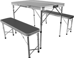 Niceey Campingtafel met Banken - Picknicktafel - Klaptafel - Kampeertafel - Inklapbare Tafel - Camping Set - Inclusief Koffer - Zwart