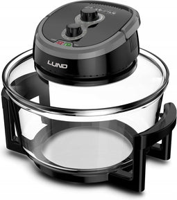 LUND Professional heteluchtoven 12 + 5L - Halogeen oven - 1400W - 9-delige accessoires set - Zwart Grijs