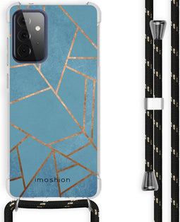 iMoshion Hoesje Geschikt voor Samsung Galaxy A72 Hoesje Met Koord - iMoshion Design Hoesje met Koord - Blauw / Meerkleurig / Goud / Blue Graphic