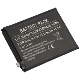 Battery suitable for Xiaomi Mi 11 Lite, Mi 11 5G, Li-Polymer, 3.85V, 4150mAh, 16Wh