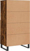 vidaXL - Hoge - kast - 60x36x110 - cm - bewerkt - hout - gerookt - eikenkleurig
